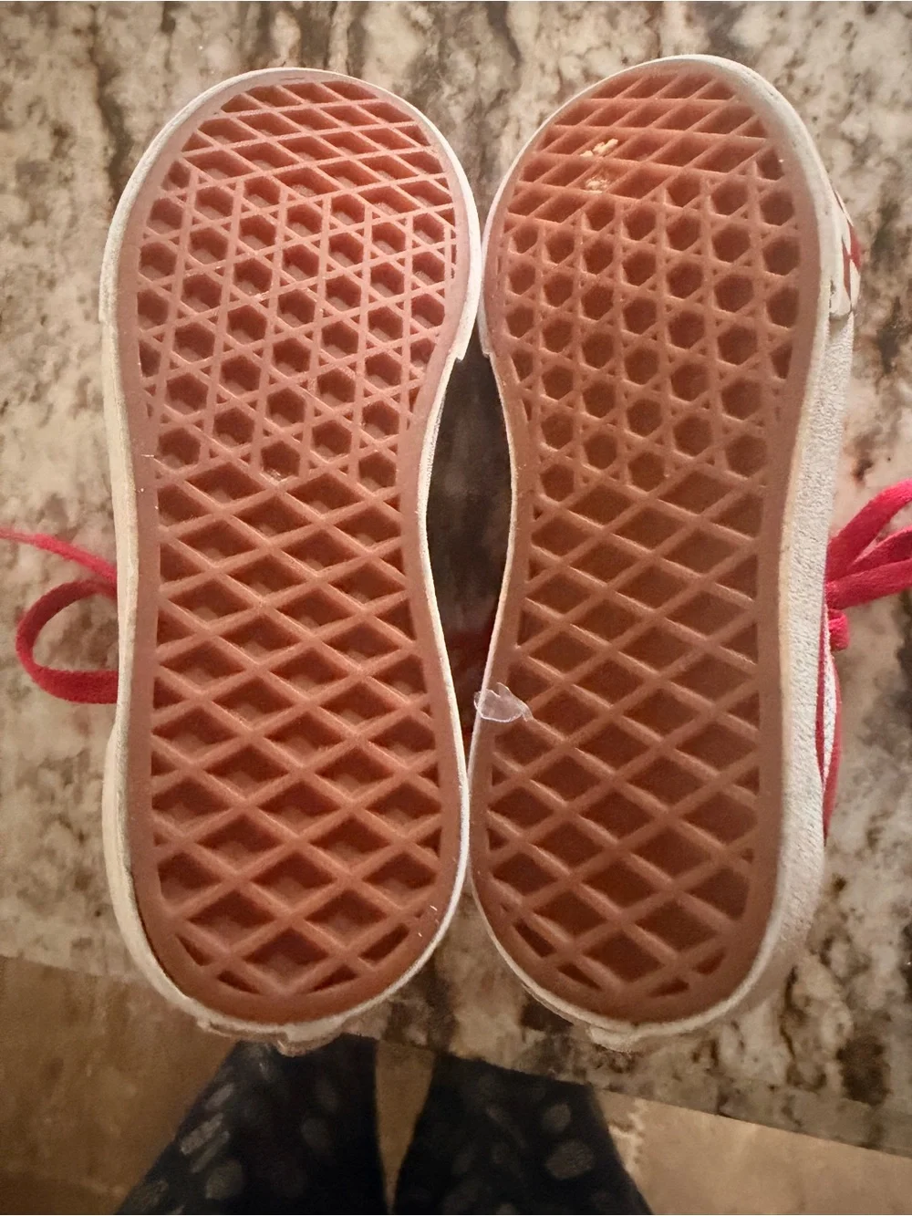 Vans Kids Size 13 Red Suede Sneakers with White Stripe and Checkered Soles